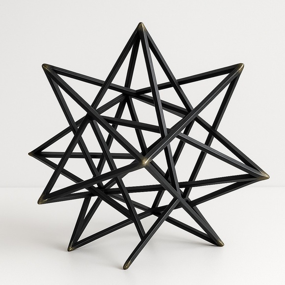 Other - Modern Metal Geometric Star Sculpture • Black & Gold • 14” Decor Piece